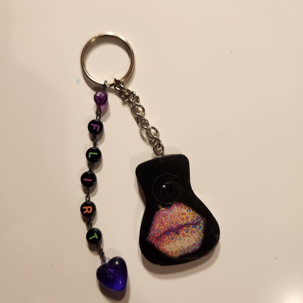 Black and Purple "Flirty" Guitar Keychain